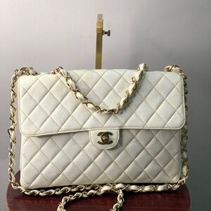 Chanel Cream Quilted Shoulder Bag